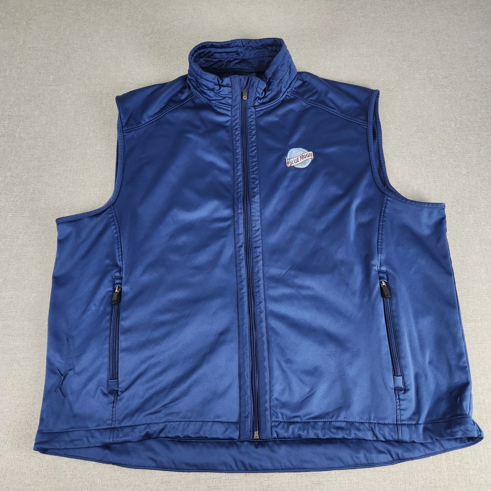 Glen Echo Golf Vest Mens XXL Blue Moon Beer Brew Navy Blue Full Zip Performance